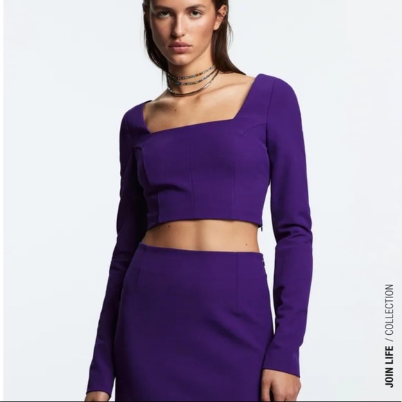 Zara | Tops | Zara Purple Long Sleeve Open Back Crop Tops | Poshmark